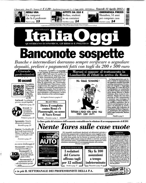 Italia oggi : quotidiano di economia finanza e politica